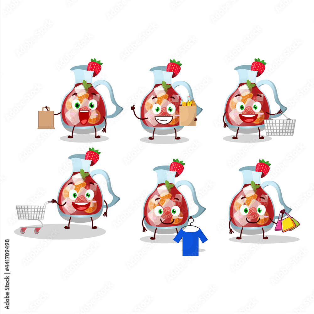 Sticker a rich sangria mascot design style going shopping