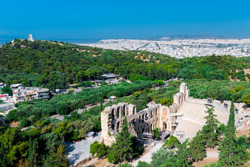 Ancient Odeon of Herodes Atticus in Athens, Greece on Acropolis hill