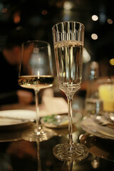 wine restaurant serving romance / beautiful concept alcohol glass, holiday dinner in a cafe