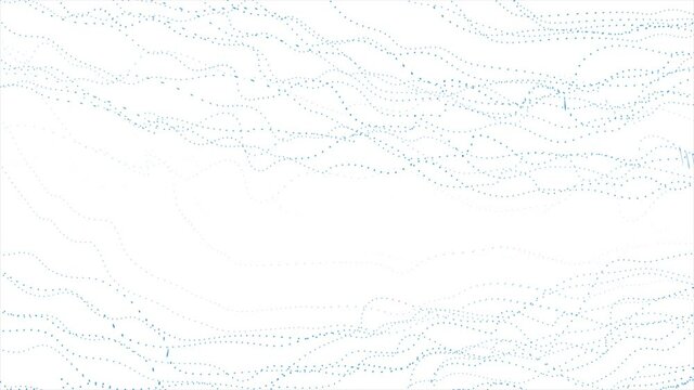 Futuristic abstract blue white motion background with dotted curved wavy lines. Seamless looping. Video animation Ultra HD 4K 3840x2160