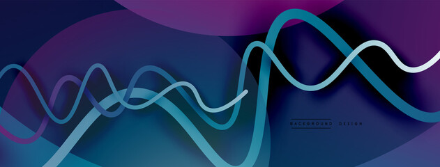 Abstract gradient background with wave line with shadow effect. Geometric composition. 3D shadow effects and fluid gradients