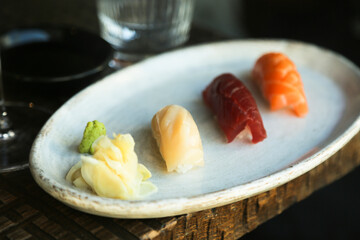 Assorted sushi on a plate