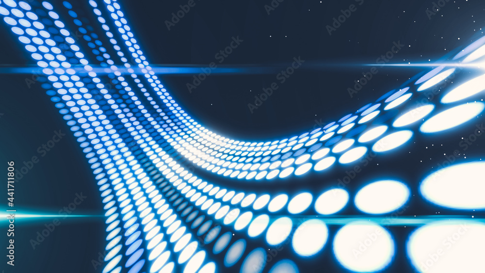 Poster visionary data flow and transfer on cyber space . 3d rendering computer graphic .