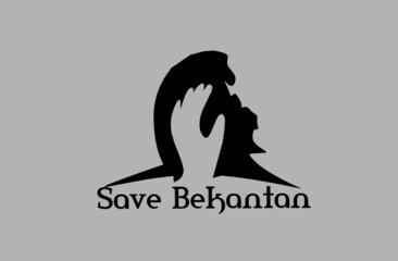 Proboscis monkey logo vector with text save Bekantan