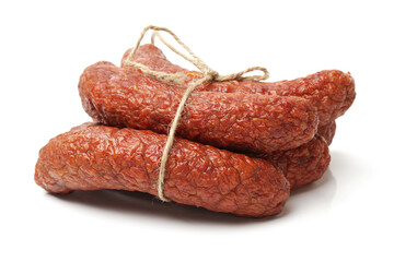 smoked sausage isolated on white background