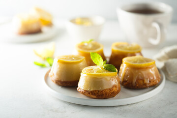 Delicious homemade lemon cakes with glaze