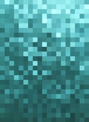 Turquoise Abstract Mosaic Background, Pixel Gradient Background. From Dark Colors To Light Colors. Background For Cards, Poster or Website. Digital Imaging.

