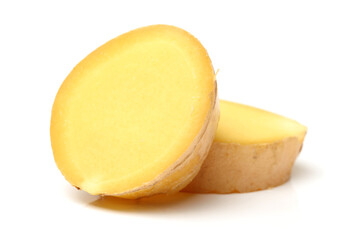 fresh ginger on white background 