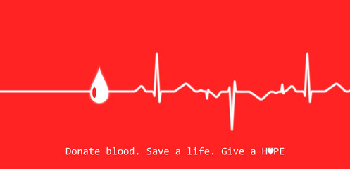 Blood donation medical icon. Electrocardiogram. Blood donation banner - obrazy, fototapety, plakaty