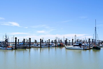 Boats and yachts parking in the harbor in Fisherman Wharf 