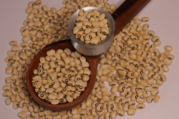 Raw Organic Black Eyed Peas Beans Isolated on a White Background