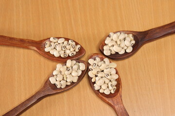 Raw Organic Black Eyed Peas Beans Isolated on a White Background
