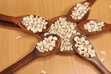Raw Organic Black Eyed Peas Beans Isolated on a White Background