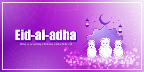 vector illustration of greeting for Islamic festival with Eid al -Adha means Eid al -Adha