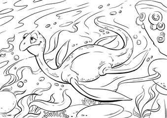 Coloring book for children with a dinosaur