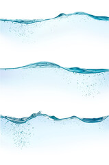 set of water waves with bubbles and depth. vector illustration