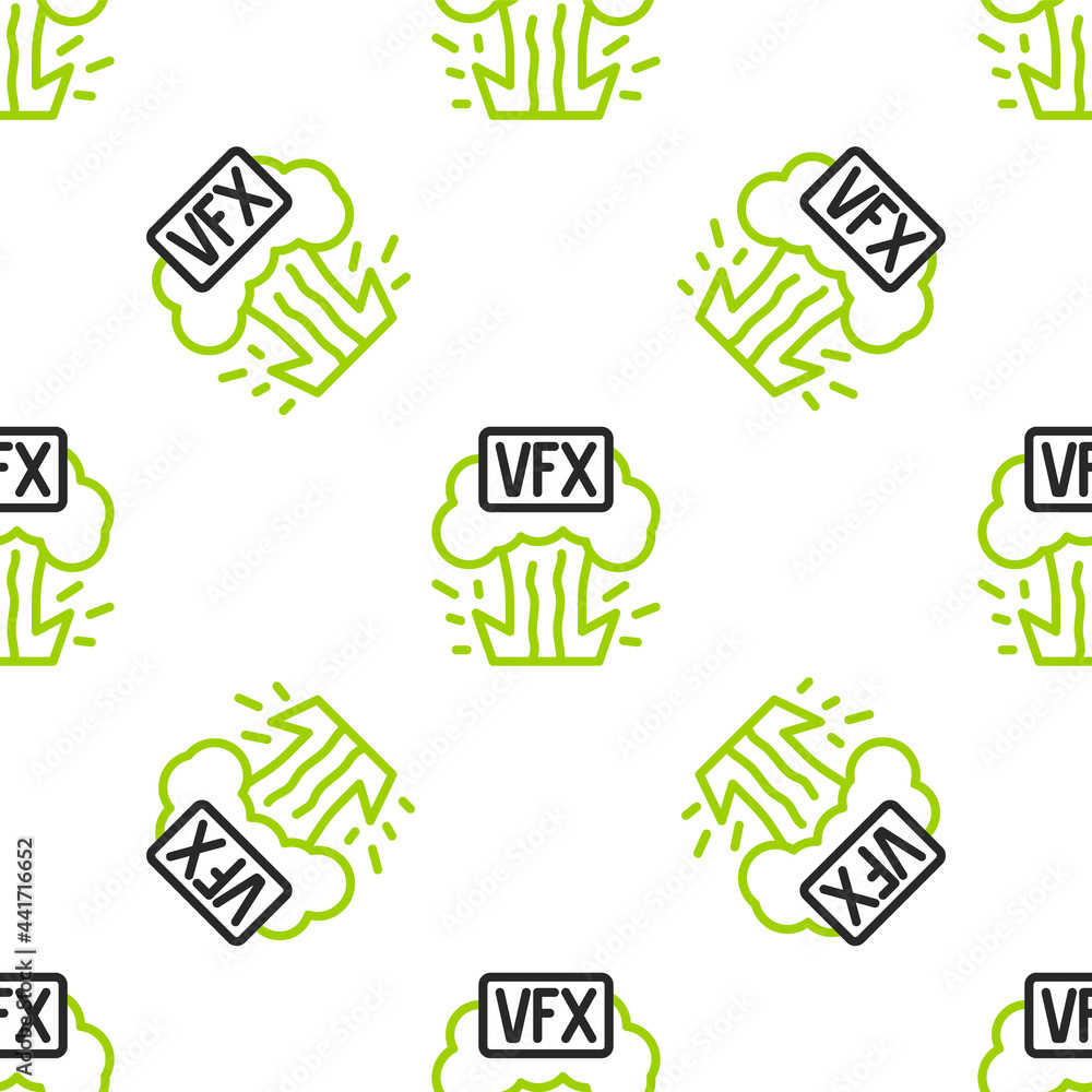 Poster line vfx icon isolated seamless pattern on white background. vector