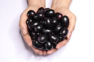 Jambolan plum or Java plum isolated on white background