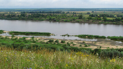 Panoramic view of the Oka river of the Ryazan region, Russia