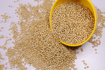 Organic jawar seeds isolated on white background