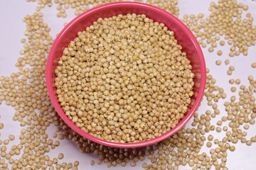 Organic jawar seeds isolated on white background