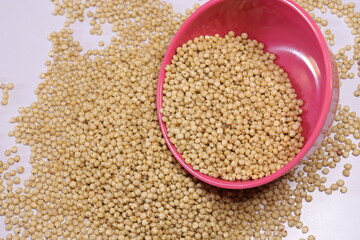 Organic jawar seeds isolated on white background