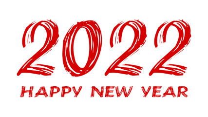 bloody horror-like illustration of a happy new year 2022 red text on a white background