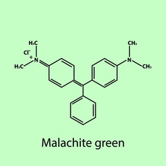 Malachite green Dye biomolecule molecular formula. Skeletal molecule structure vector eps10.