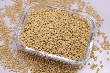 Organic jawar seeds isolated on white background