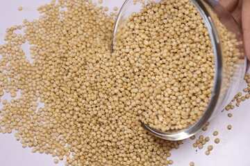 Organic jawar seeds isolated on white background