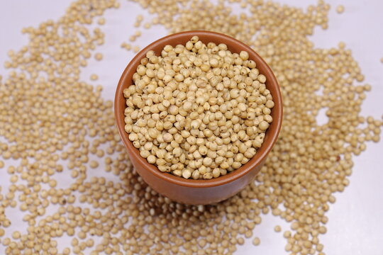 Organic jawar seeds isolated on white background