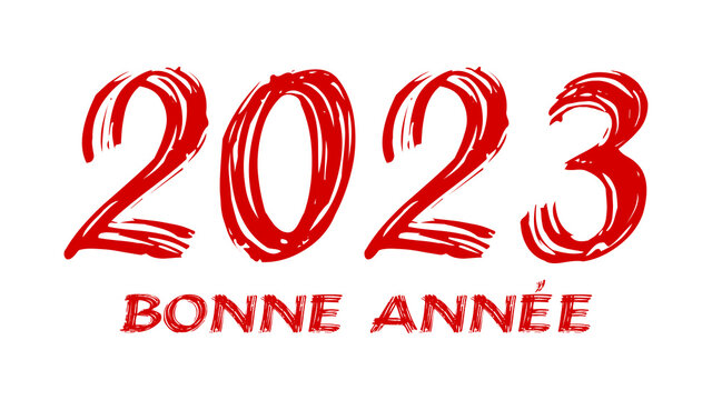 bloody horror-like illustration of a happy new year 2023 red text on a white background