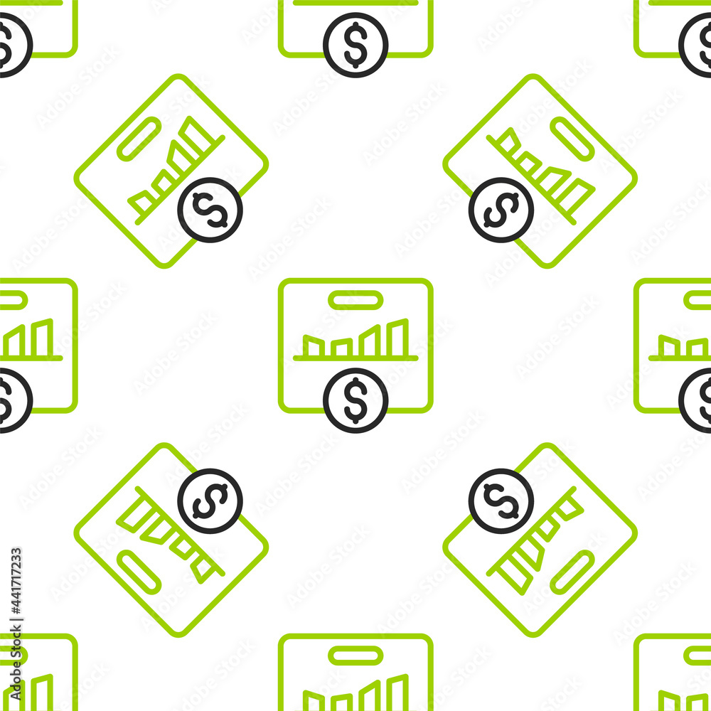 Poster line kpi - key performance indicator icon isolated seamless pattern on white background. vector
