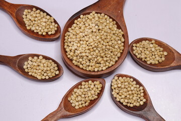 Organic jawar seeds isolated on white background