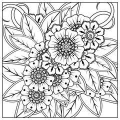 Mehndi flower decorative ornament in ethnic oriental style. doodle ornament. outline hand draw illustration. coloring book page.