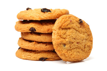 Cookies with chocolate drops isolated on white background 