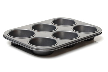 Metal cake mold over on white background 