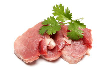 Fresh raw pork on white background