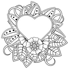Mehndi flower decorative ornament in ethnic oriental style. doodle ornament. outline hand draw illustration. coloring book page.