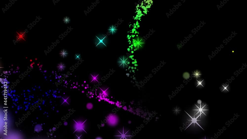 Poster abstract seamless galaxy exploration. milky way. animation of flight through glowing nebulae, clouds