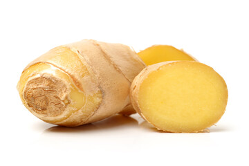 fresh ginger on white background 