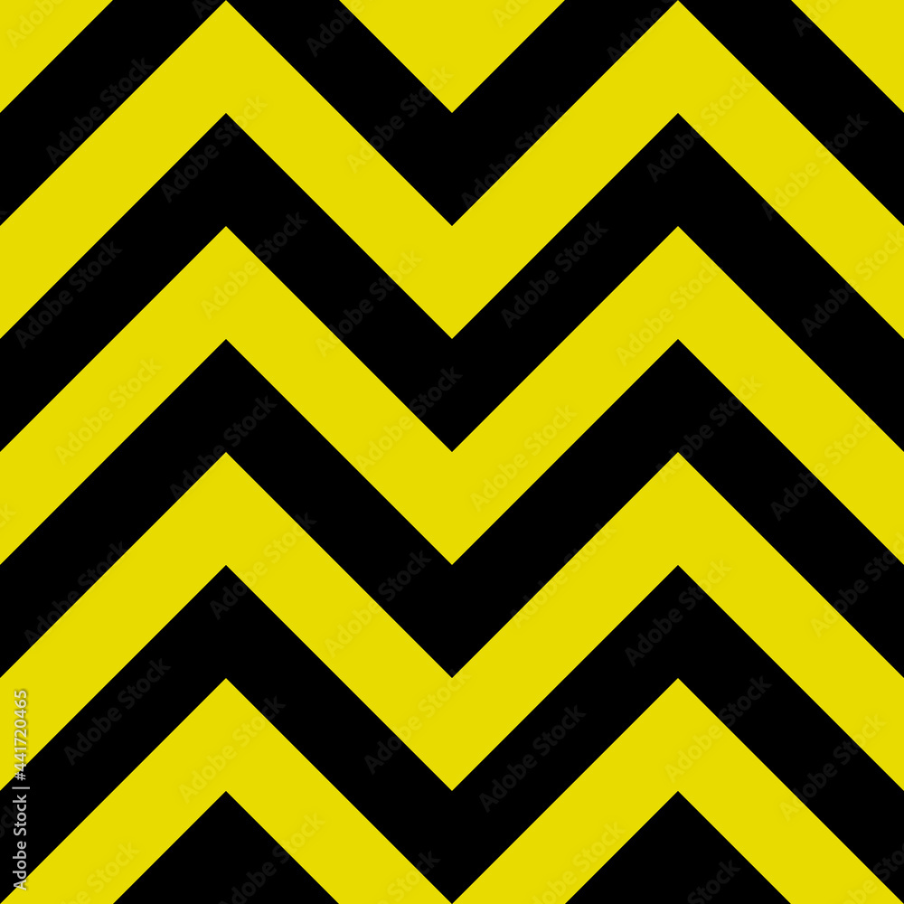 Poster black and yellow warning arrows. vector danger sign seamless pattern.