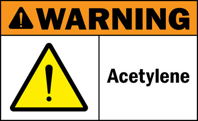 Acetylene warning sign. Chemical safety signs and symbols.
