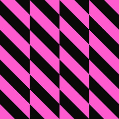 Pinkl and black diagonal tile. Vector simple shapes. Seamless and diagonal.