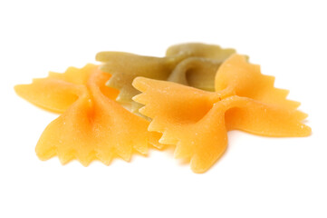 Italian pasta (Gomiti Rigati) on white background