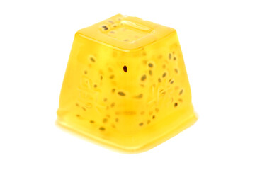 Tasty jelly cubes on white background