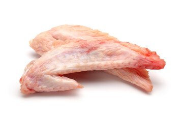 Raw chicken wings on a white background