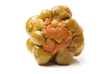 hot pickled mustard tuber on white background 