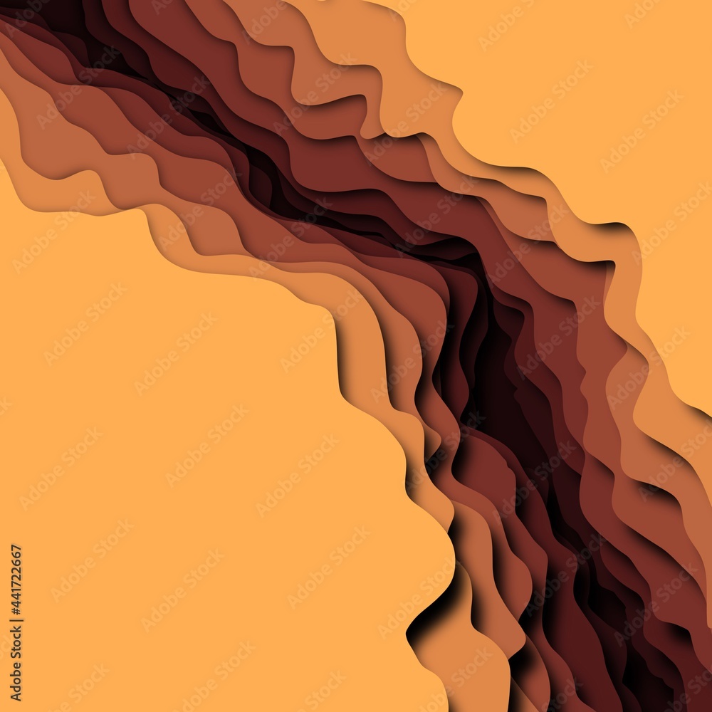 Poster abstract gradient brow color paper cut effect background.