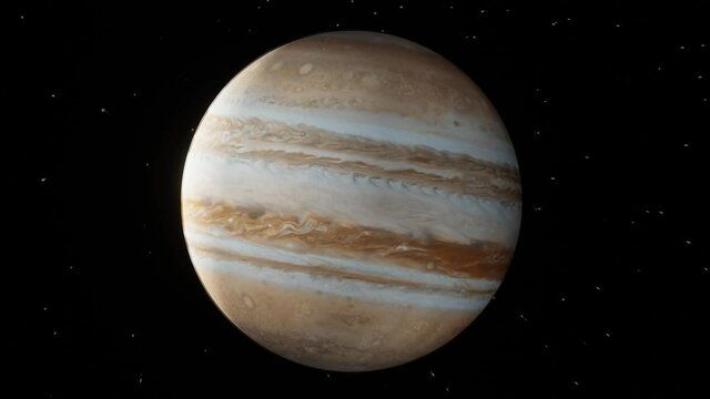 Approaching spinning Jupiter 3d animation